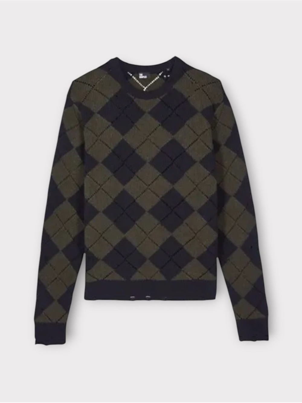 THE KOOPLES French Luxury Patterned Wool Distressed Jumper (Sweater)